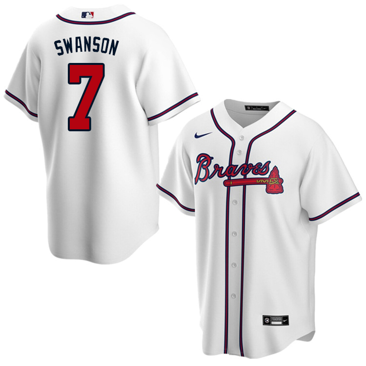 Nike Men #7 Dansby Swanson Atlanta Braves Baseball Jerseys Sale-White